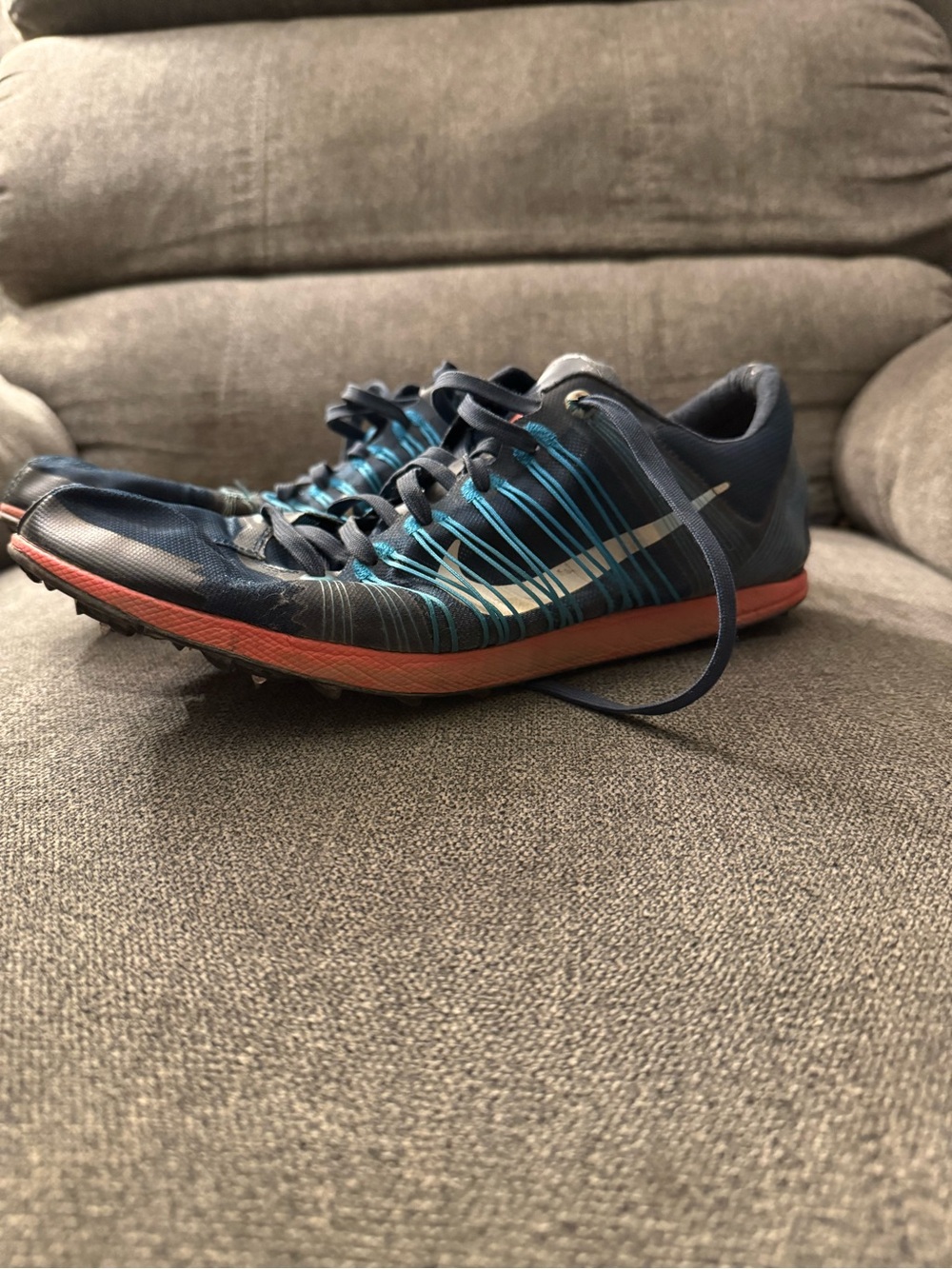 Nike Men's Navy and Orange XC Spikes